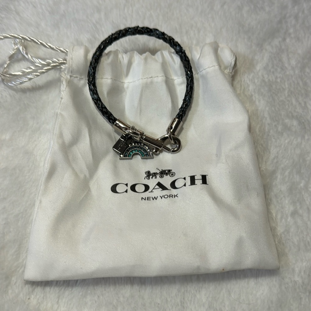 Coach Rainbow Charm Snakeskin Friendship Bracelet w/ Dogleash Clip